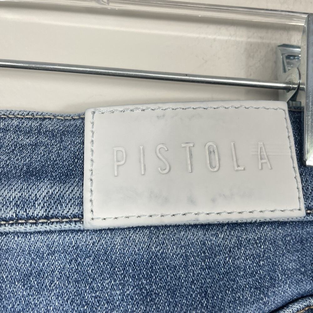 Pistola Lennon High Rise Crop Boot Jean Size 30 Blue Light Distressed Stretch - Picture 10 of 15